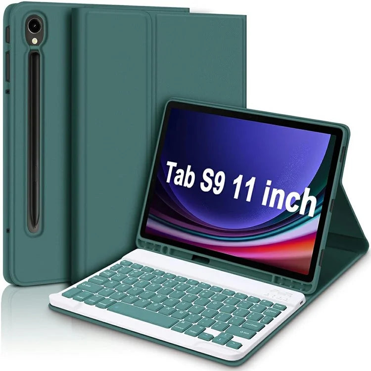 SK-X510 For Samsung Galaxy Tab S9 FE SM-X510 / X516 / X518 Bluetooth Keyboard Tablet Case PU Flip Cover