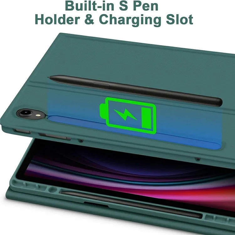 SK-X510 For Samsung Galaxy Tab S9 FE SM-X510 / X516 / X518 Bluetooth Keyboard Tablet Case PU Flip Cover