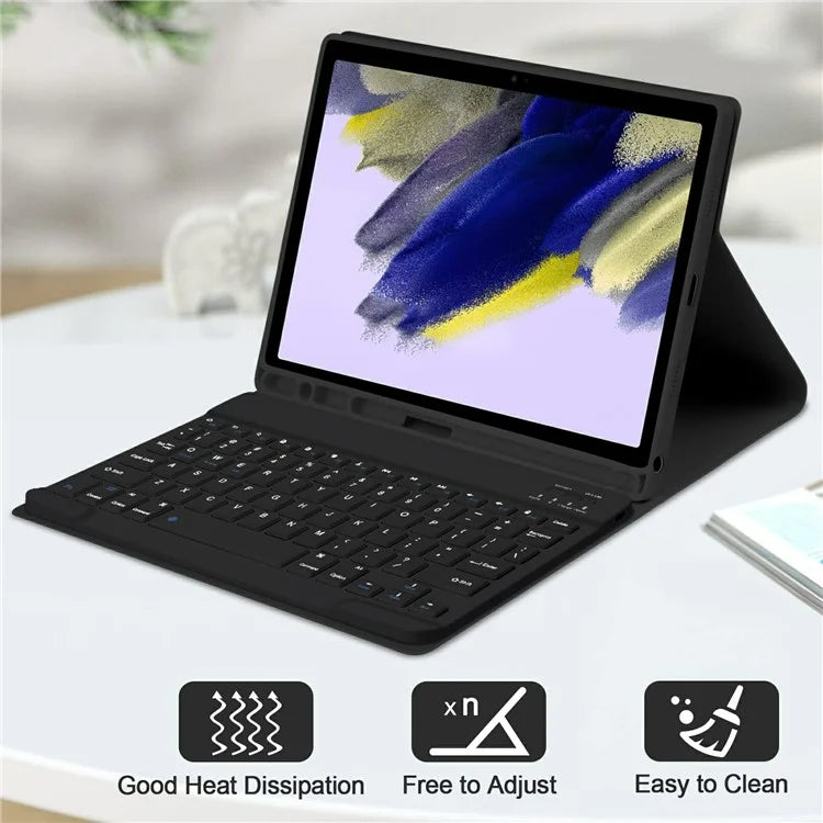 SK For Samsung Galaxy Tab A9+ Detachable Bluetooth Keyboard Tablet Case PU Leather Flip Cover