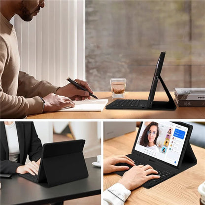 SK For Samsung Galaxy Tab A9+ Detachable Bluetooth Keyboard Tablet Case PU Leather Flip Cover
