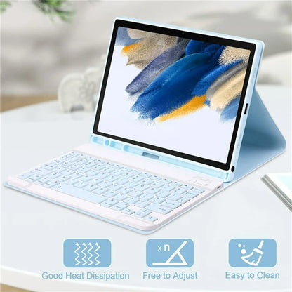 SK For Samsung Galaxy Tab A9+ Detachable Bluetooth Keyboard Tablet Case PU Leather Flip Cover