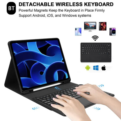 SK-1296 For iPad Pro 12.9-inch (2018) / (2020) / (2021) / (2022) Touchpad Bluetooth Keyboard with Protective Tablet Case