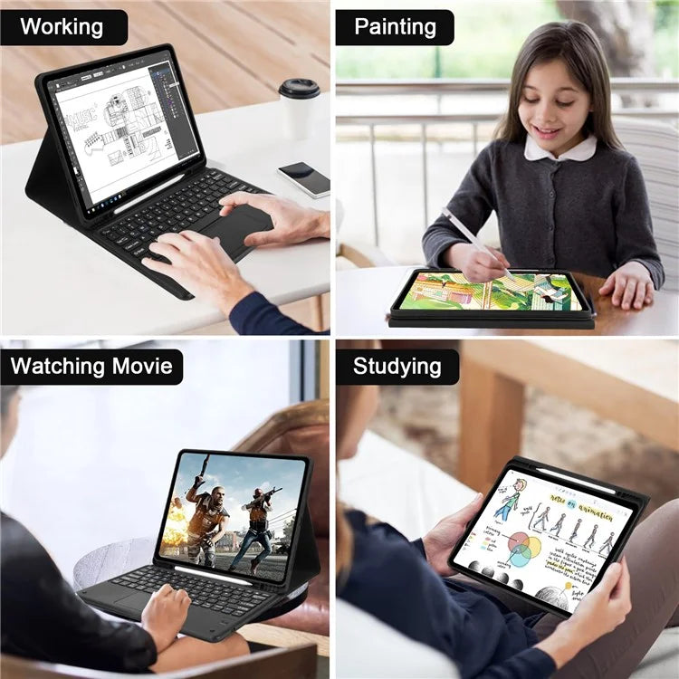 SK-1296 For iPad Pro 12.9-inch (2018) / (2020) / (2021) / (2022) Touchpad Bluetooth Keyboard with Protective Tablet Case