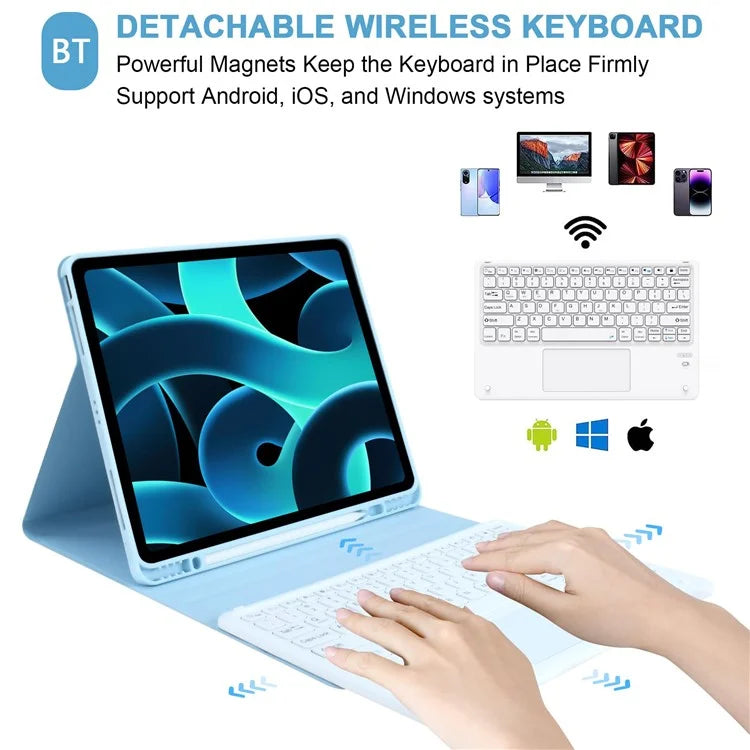 SK-1296 For iPad Pro 12.9-inch (2018) / (2020) / (2021) / (2022) Touchpad Bluetooth Keyboard with Protective Tablet Case