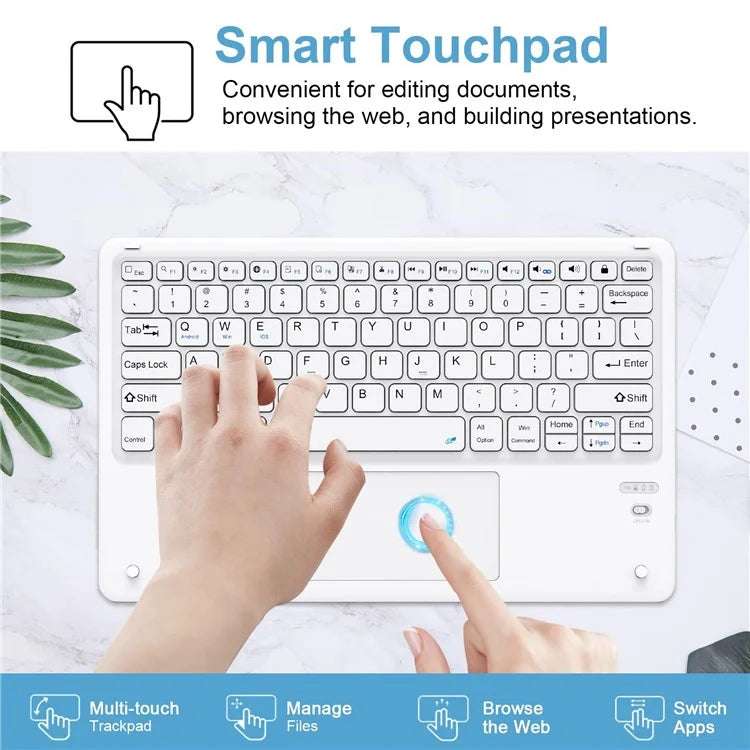 SK-1296 For iPad Pro 12.9-inch (2018) / (2020) / (2021) / (2022) Touchpad Bluetooth Keyboard with Protective Tablet Case