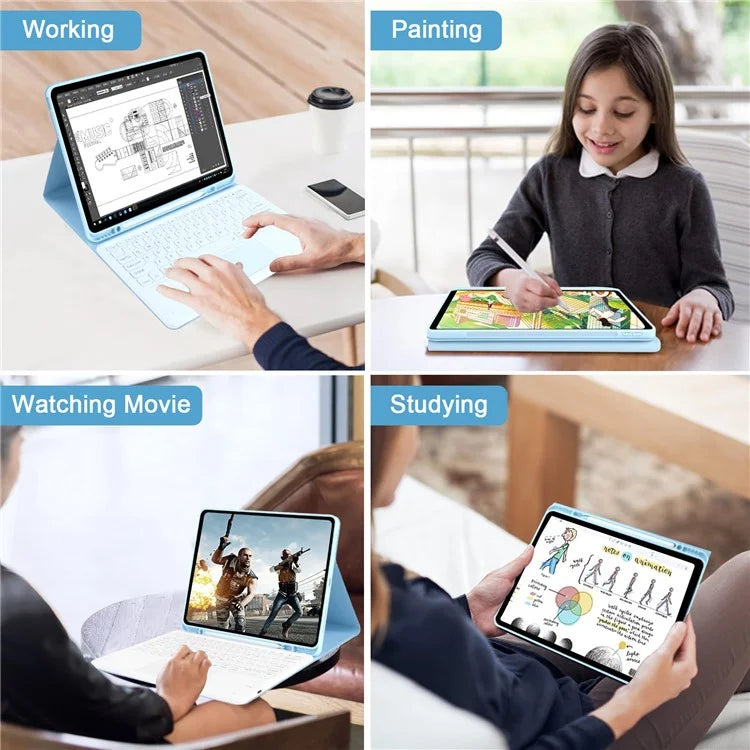 SK-1296 For iPad Pro 12.9-inch (2018) / (2020) / (2021) / (2022) Touchpad Bluetooth Keyboard with Protective Tablet Case