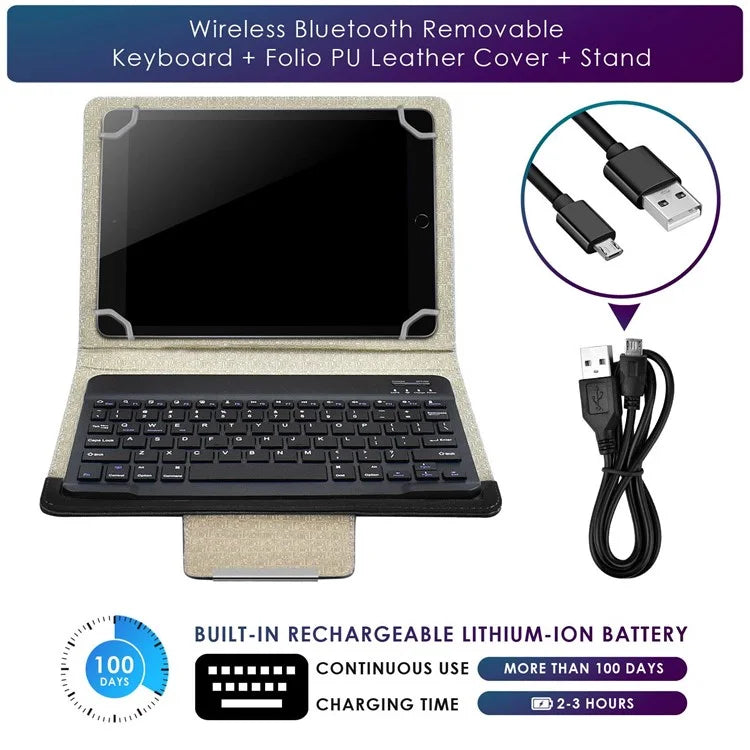 TY-3302 Universal Bluetooth Keyboards Leather Case Stand for 9 -10.9 inch Tablet