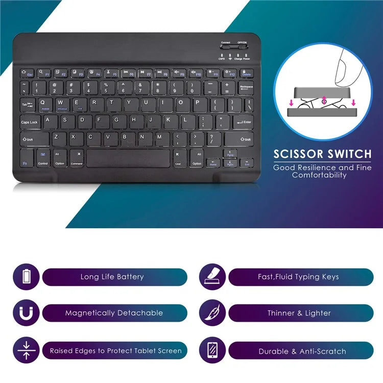 TY-3302 Universal Bluetooth Keyboards Leather Case Stand for 9 -10.9 inch Tablet