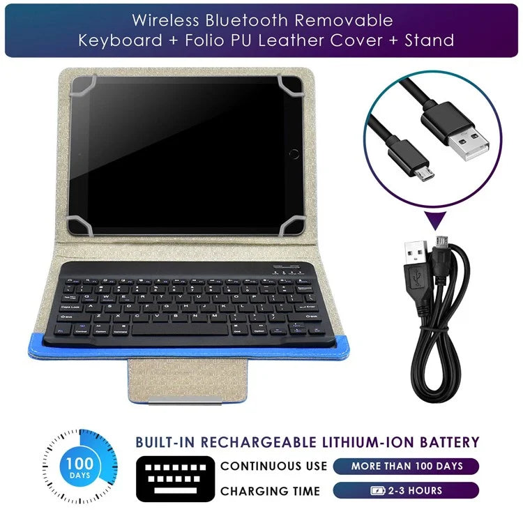 TY-3302 Universal Bluetooth Keyboards Leather Case Stand for 9 -10.9 inch Tablet