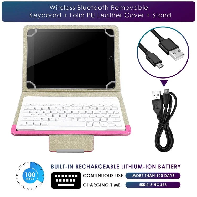 TY-3302 Universal Bluetooth Keyboards Leather Case Stand for 9 -10.9 inch Tablet