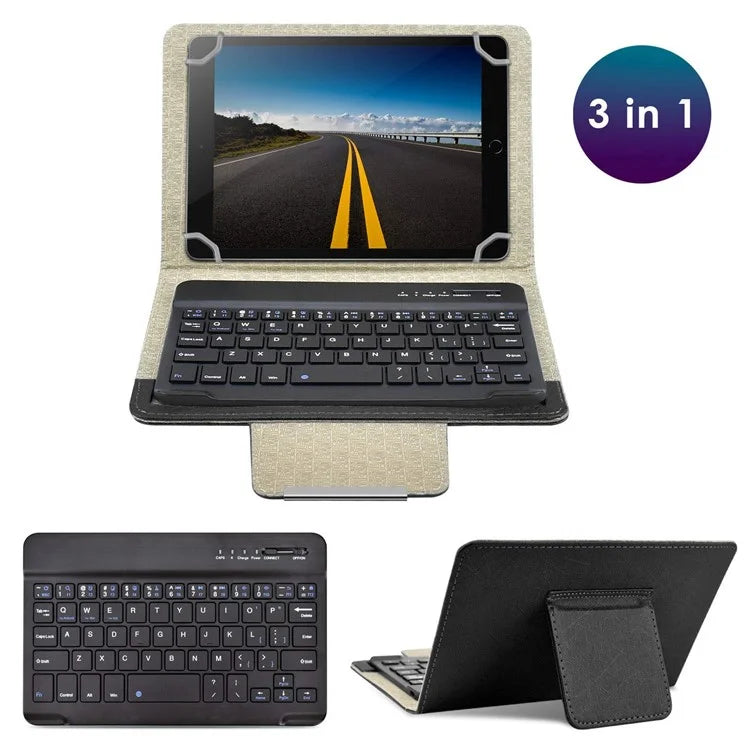 TY-3309 3 in1 Bluetooth Keyboards Tablet Leather Case Stand Cover for 7-8 inch Tablet