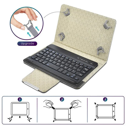 TY-3309 3 in1 Bluetooth Keyboards Tablet Leather Case Stand Cover for 7-8 inch Tablet