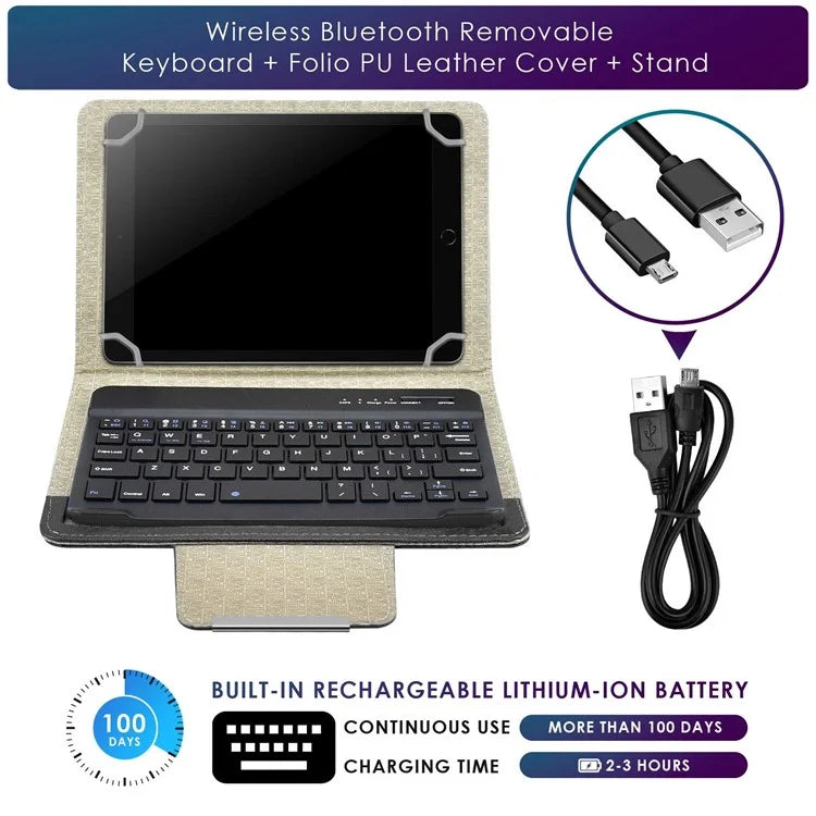 TY-3309 3 in1 Bluetooth Keyboards Tablet Leather Case Stand Cover for 7-8 inch Tablet