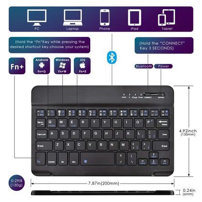 TY-3309 3 in1 Bluetooth Keyboards Tablet Leather Case Stand Cover for 7-8 inch Tablet