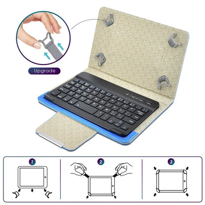 TY-3309 3 in1 Bluetooth Keyboards Tablet Leather Case Stand Cover for 7-8 inch Tablet
