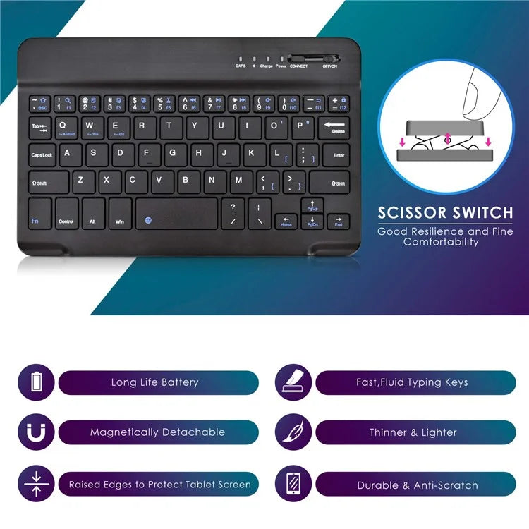 TY-3309 3 in1 Bluetooth Keyboards Tablet Leather Case Stand Cover for 7-8 inch Tablet