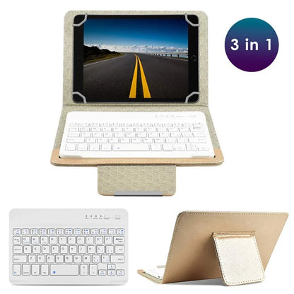 TY-3309 3 in1 Bluetooth Keyboards Tablet Leather Case Stand Cover for 7-8 inch Tablet