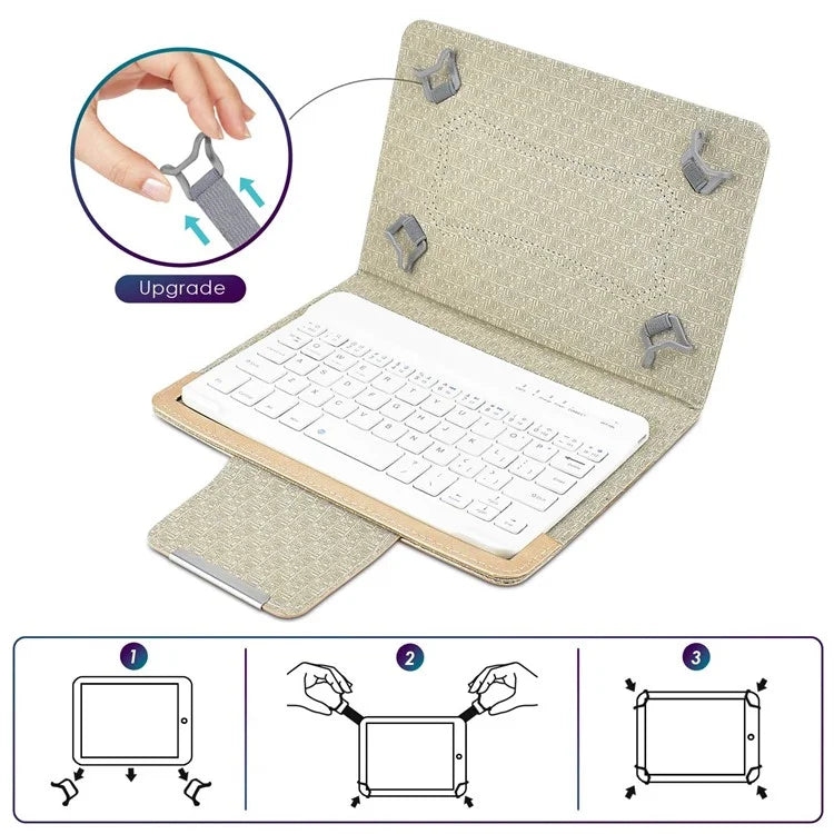 TY-3309 3 in1 Bluetooth Keyboards Tablet Leather Case Stand Cover for 7-8 inch Tablet