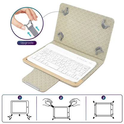 TY-3309 3 in1 Bluetooth Keyboards Tablet Leather Case Stand Cover for 7-8 inch Tablet
