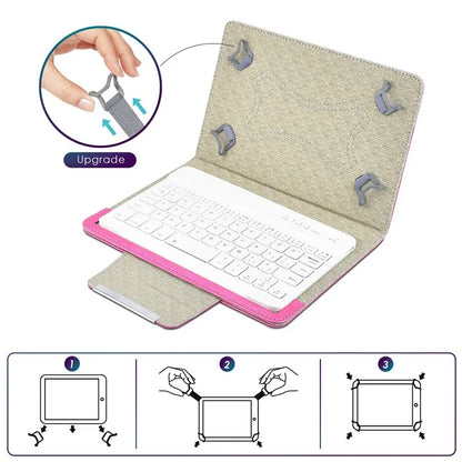 TY-3309 3 in1 Bluetooth Keyboards Tablet Leather Case Stand Cover for 7-8 inch Tablet