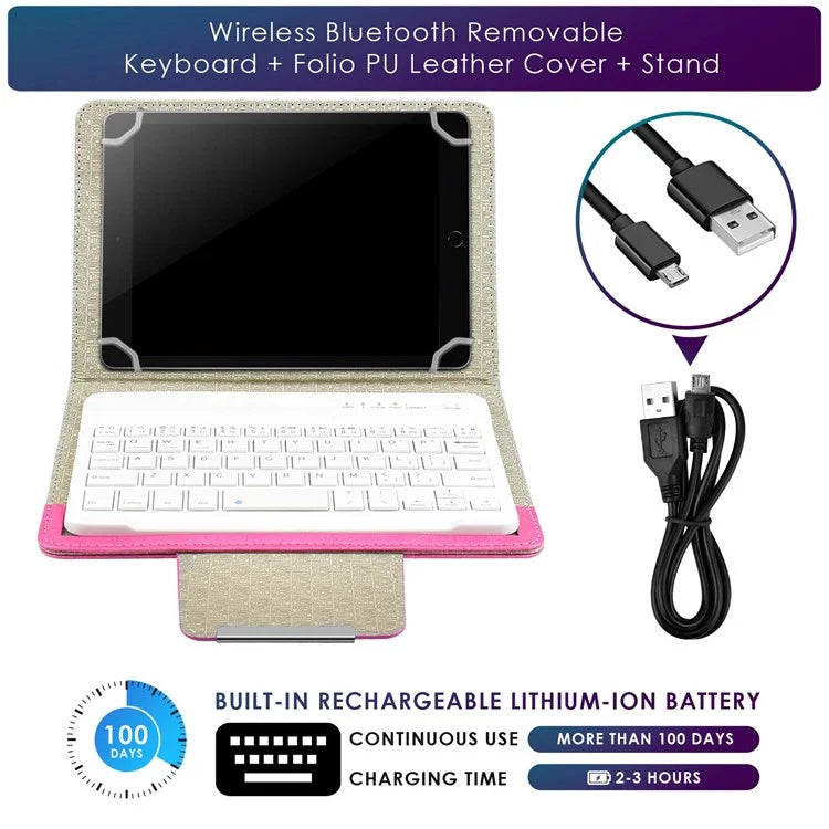TY-3309 3 in1 Bluetooth Keyboards Tablet Leather Case Stand Cover for 7-8 inch Tablet
