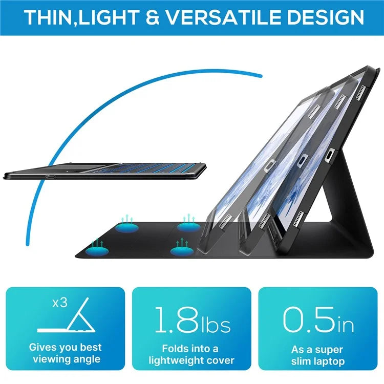 SK-780D For Samsung Galaxy Tab S8+ / S7 FE / S7+ Backlit Touchpad Bluetooth Keyboard with Protective Tablet Case