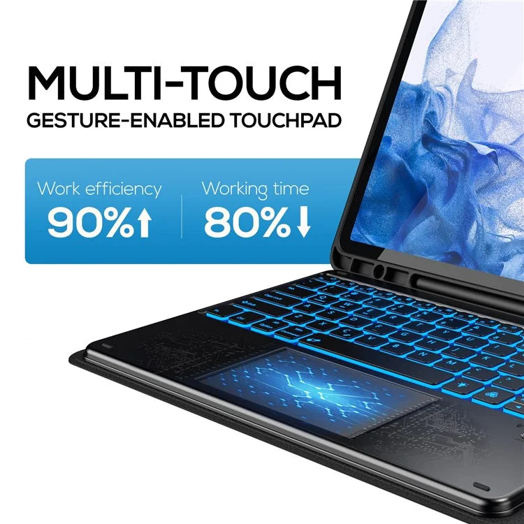 SK-780D For Samsung Galaxy Tab S8+ / S7 FE / S7+ Backlit Touchpad Bluetooth Keyboard with Protective Tablet Case