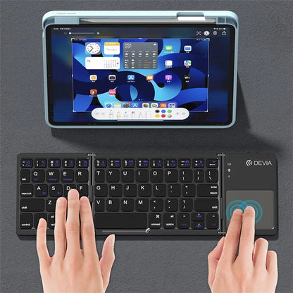 DEVIA Lingo Series Folding Wireless Keyboard with Touchpad, Portable Slim Bluetooth Keyboard for Tablets, Cell Phones, PC