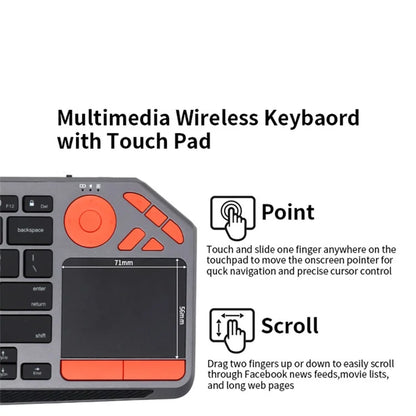BK9801T Dual-Mode Keyboard Bluetooth 2.4G Wireless Keyboard with Touchpad for Computer, Tablet