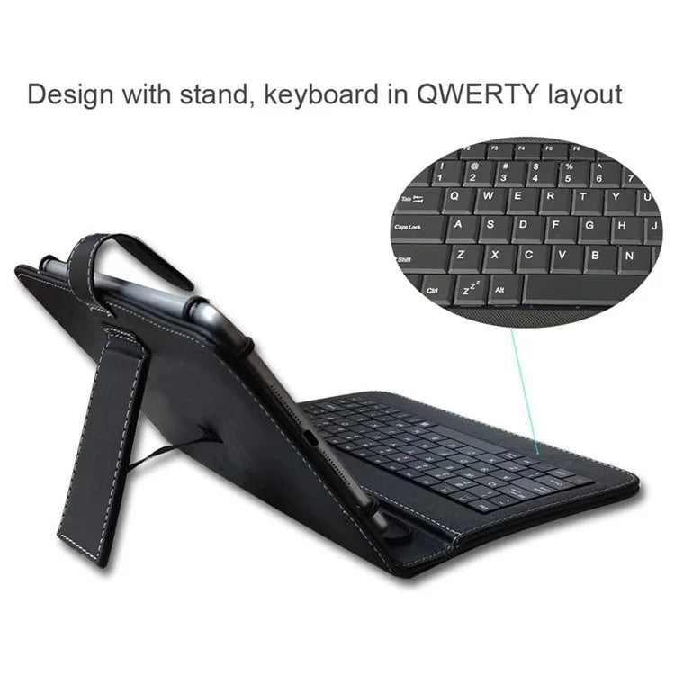 Bluetooth Keyboard Protective Case for 7-8.3 Inch Android Tablets Wireless Keyboard Case with Micro USB + USB Type-C Interface
