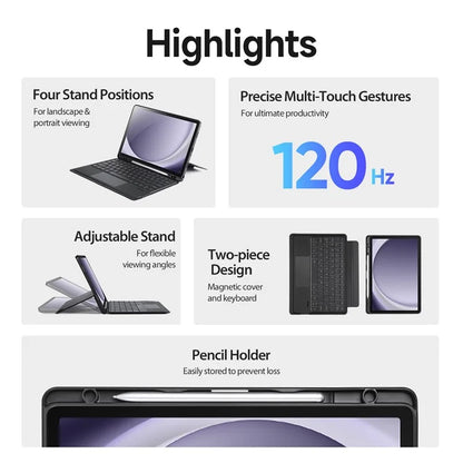 DUX DUCIS For Samsung Galaxy Tab A9+ PU Leather Case + Magnetic Detachable Keyboard with Pencil Holder
