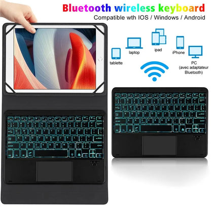 TY3316D Universal Bluetooth Keyboard Case for 9" to 11" Tablets (with Touchpad, Backlit)