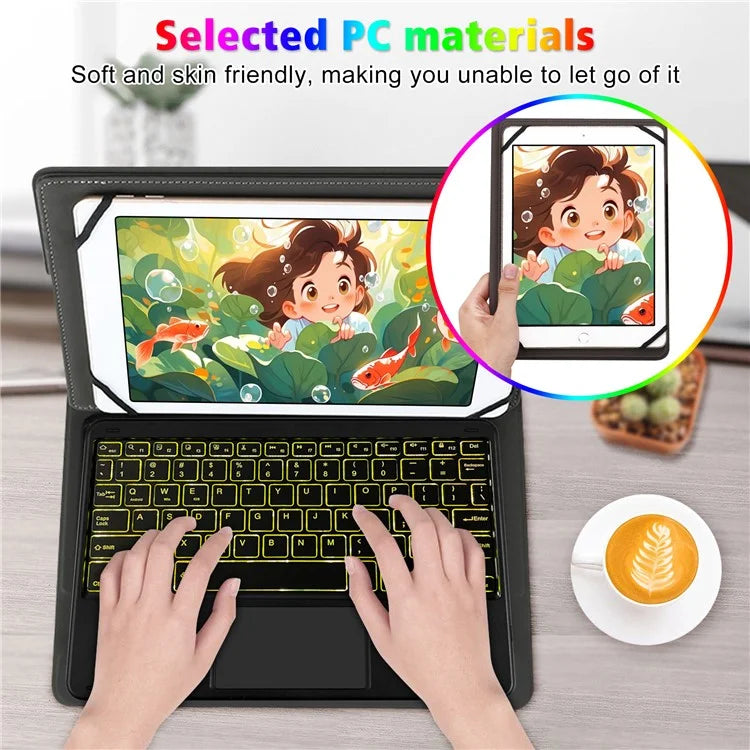 TY3316D Universal Bluetooth Keyboard Case for 9" to 11" Tablets (with Touchpad, Backlit)