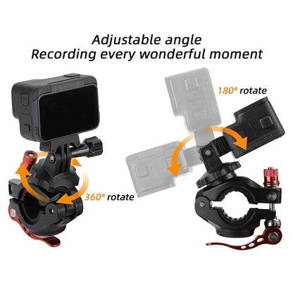 SUNNYLIFE ZJ758 DJI Action 4 / GoPro 12 Bike Mount 360-Degree Rotation Handlebar Camera Holder