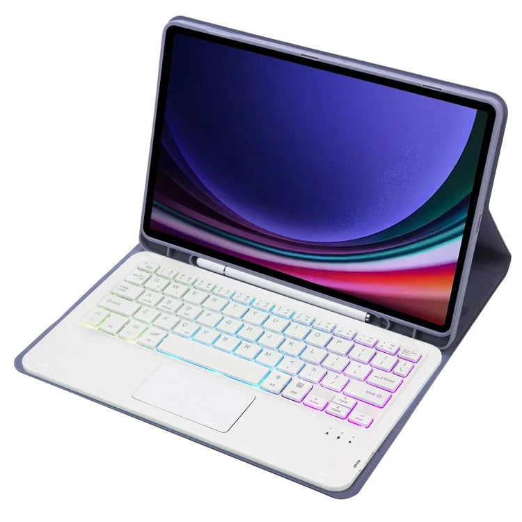 A710B-AS For Samsung Galaxy Tab S9 FE X510 / X516 Touchpad Backlit Bluetooth Keyboard Tablet Case