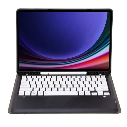 A810B For Samsung Galaxy Tab S9 FE+ 12.4" X610 / X616 Detachable Bluetooth Keyboard Case Pencil Slot Tablet Case / Black+White