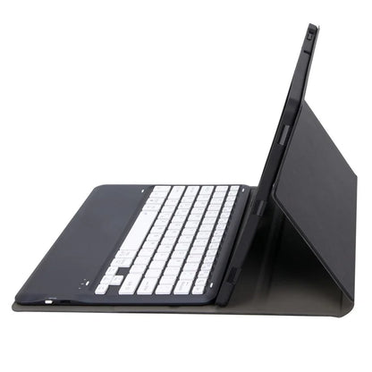 A810B For Samsung Galaxy Tab S9 FE+ 12.4" X610 / X616 Detachable Bluetooth Keyboard Case Pencil Slot Tablet Case / Black+White