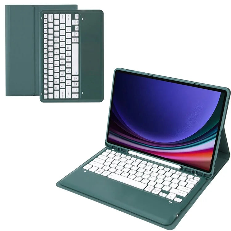 A810B For Samsung Galaxy Tab S9 FE+ 12.4" X610 / X616 Detachable Bluetooth Keyboard Case Pencil Slot Tablet Case