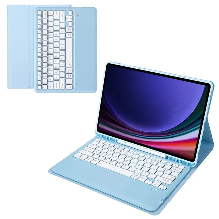 A810B For Samsung Galaxy Tab S9 FE+ 12.4" X610 / X616 Detachable Bluetooth Keyboard Case Pencil Slot Tablet Case