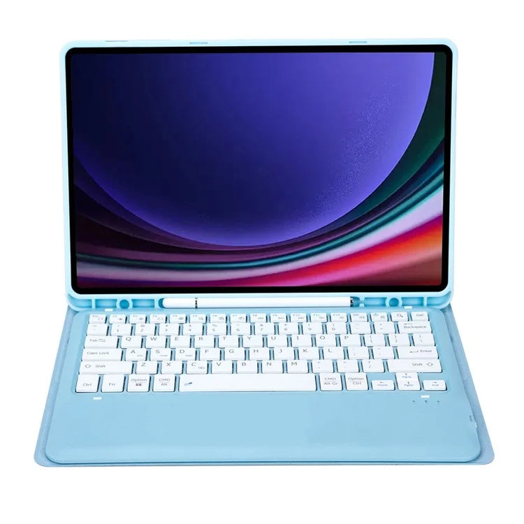 A810B For Samsung Galaxy Tab S9 FE+ 12.4" X610 / X616 Detachable Bluetooth Keyboard Case Pencil Slot Tablet Case