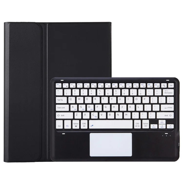 A810B-A For Samsung Galaxy Tab S9 FE+ 12.4" X610 / X616 Bluetooth Keyboard with Touchpad Pencil Slot Tablet Case / Black+White