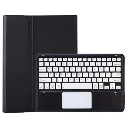 A810B-A For Samsung Galaxy Tab S9 FE+ 12.4" X610 / X616 Bluetooth Keyboard with Touchpad Pencil Slot Tablet Case / Black+White