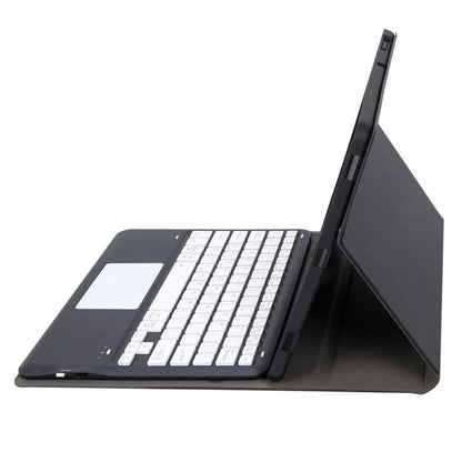 A810B-A For Samsung Galaxy Tab S9 FE+ 12.4" X610 / X616 Bluetooth Keyboard with Touchpad Pencil Slot Tablet Case / Black+White