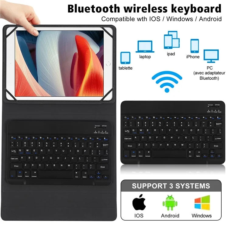TY3316 Universal 9-11 inch Tablet Protective Cover Bluetooth Keyboard PU Leather Stand Case
