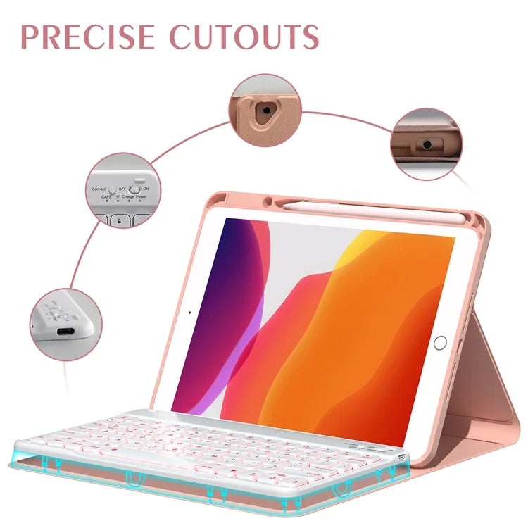 For iPad 10.2 (2021) / (2019) / (2020) / iPad Pro 10.5-inch (2017) / Air 10.5 inch (2019) Backlit Bluetooth Keyboard Tablet Case
