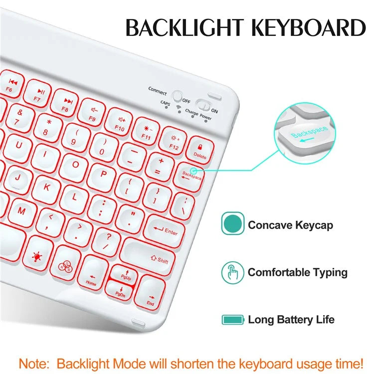 For iPad 10.2 (2021) / (2019) / (2020) / iPad Pro 10.5-inch (2017) / Air 10.5 inch (2019) Backlit Bluetooth Keyboard Tablet Case