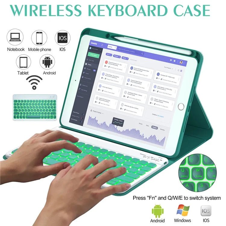 For iPad 10.2 (2021) / (2019) / (2020) / iPad Pro 10.5-inch (2017) / Air 10.5 inch (2019) Backlit Bluetooth Keyboard Tablet Case