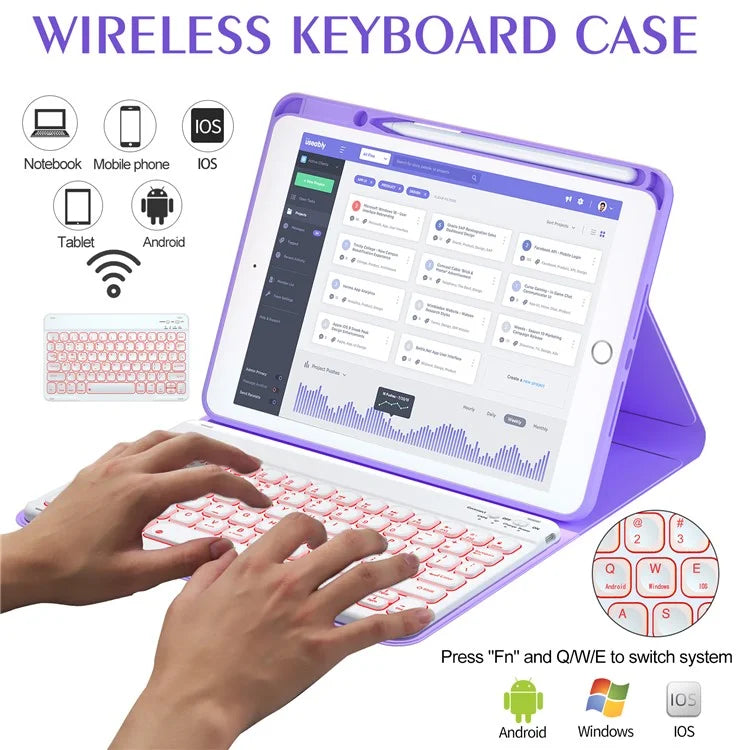 For iPad 10.2 (2021) / (2019) / (2020) / iPad Pro 10.5-inch (2017) / Air 10.5 inch (2019) Backlit Bluetooth Keyboard Tablet Case