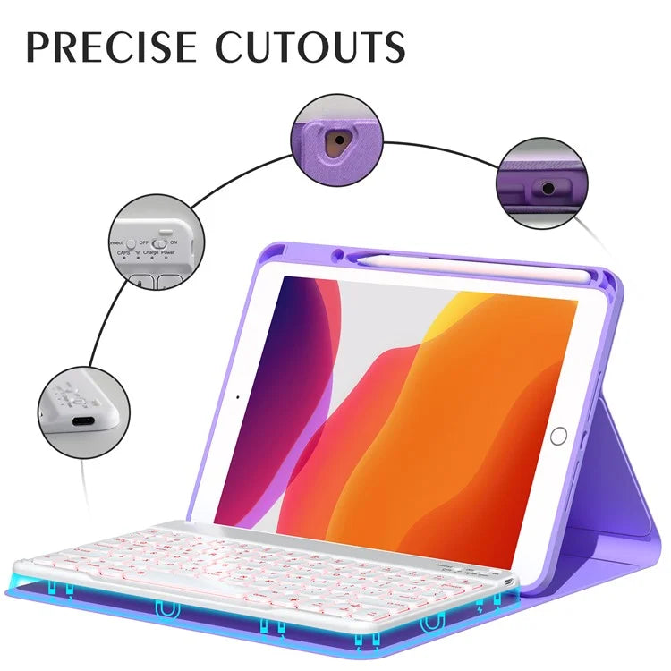 For iPad 10.2 (2021) / (2019) / (2020) / iPad Pro 10.5-inch (2017) / Air 10.5 inch (2019) Backlit Bluetooth Keyboard Tablet Case