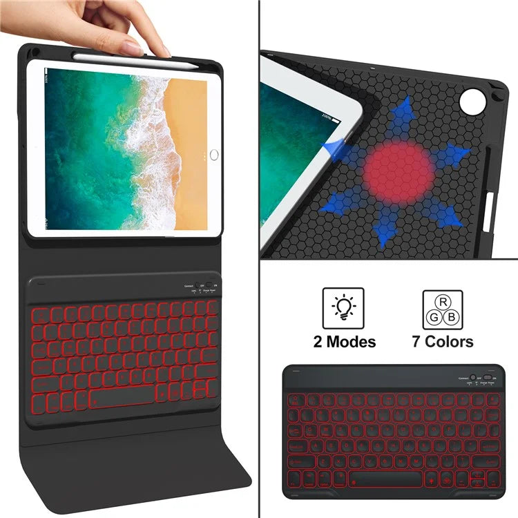 For iPad 9.7-inch (2017) / (2018) / iPad Air 2 Backlit Bluetooth Keyboard Tablet Leather Case
